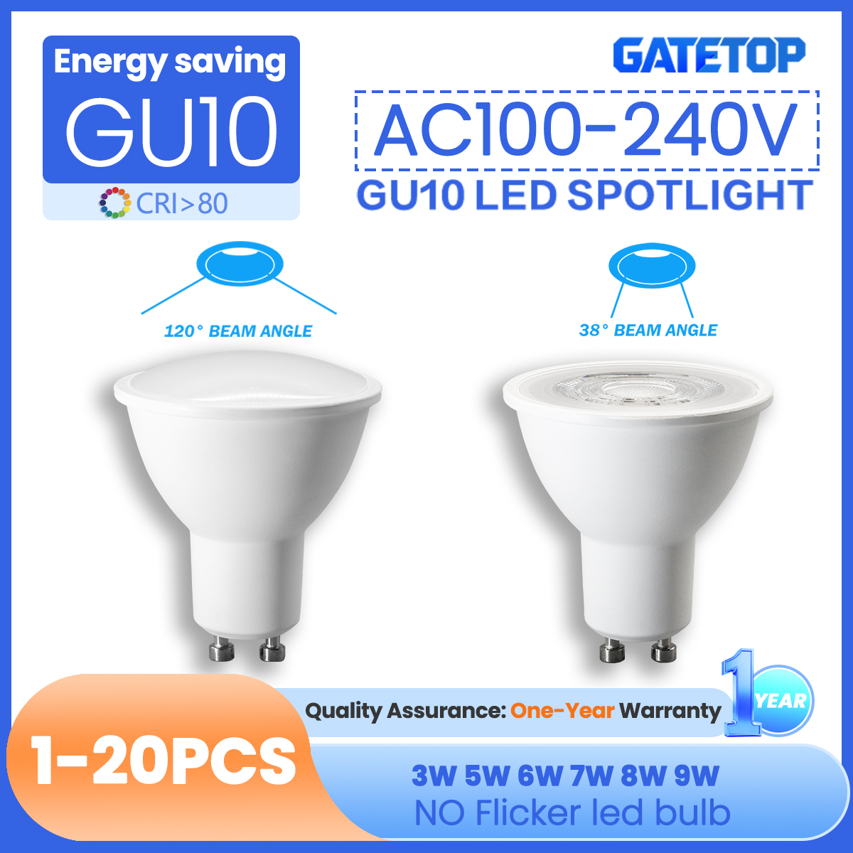 1-20PCS AC 110V 120V 220V LED Spotlight GU10 Bulbs 3W 5W 6W 7W 8W 9W for Replace 50W Halogen Lamp Suitable Lights Led
