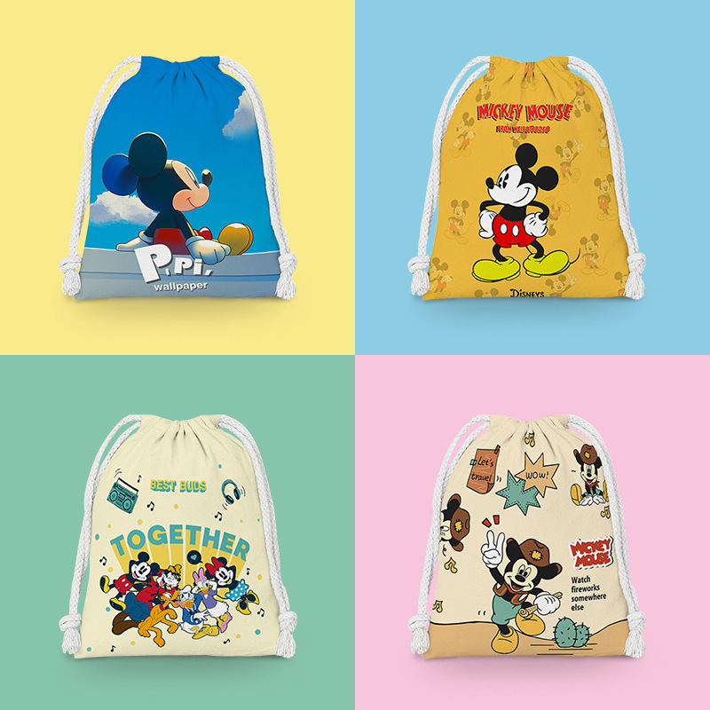 In Stock Mickey Bundle Pocket Drawstring Cartoon Bag Minnie Storage Bag Makeup Bag Portable Toilet Bag Wholesale