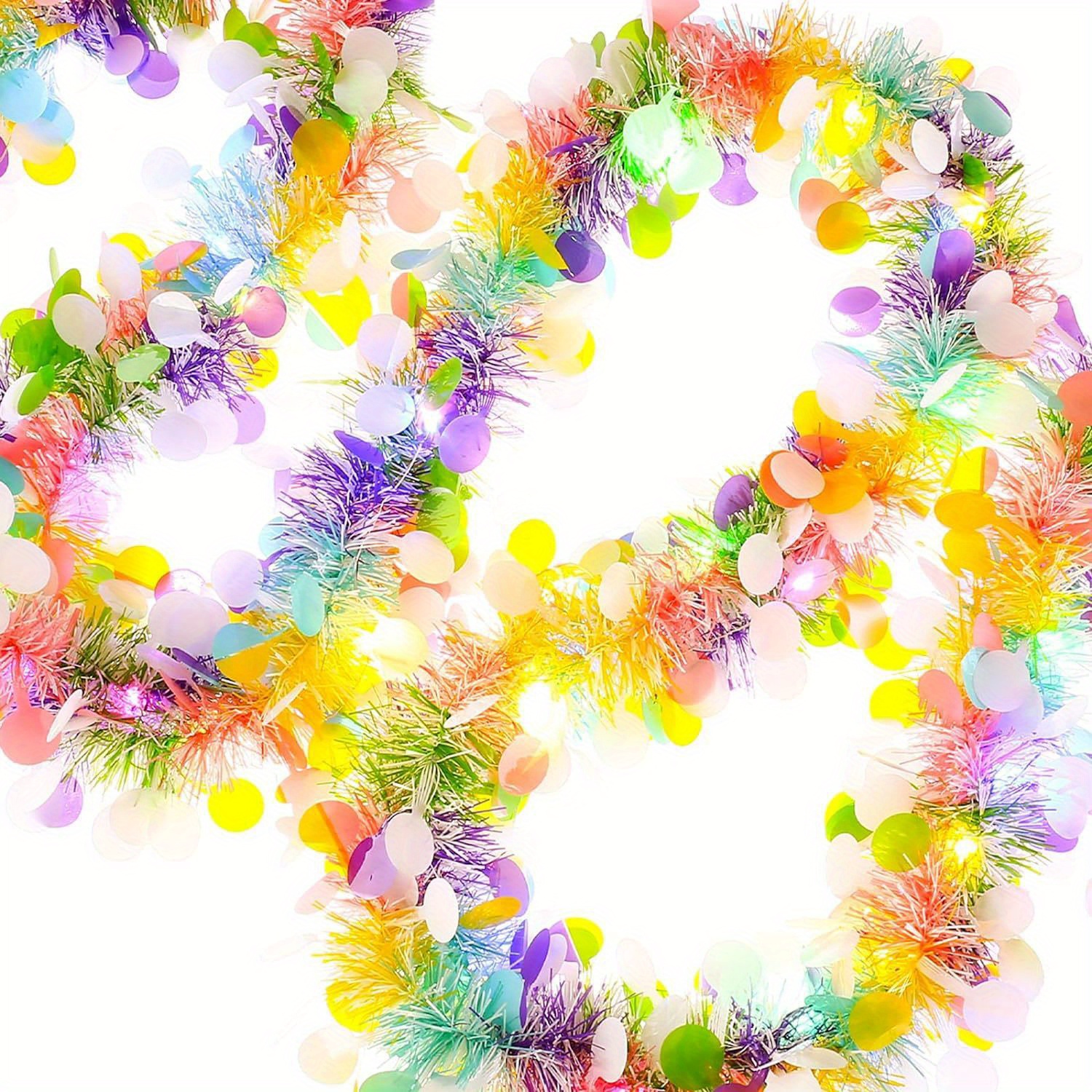 2m Colorful LED Easter Egg Tinsel Garland Decorations with Light Easter Party Supplies Home Embellishment Pastel Colors Garland