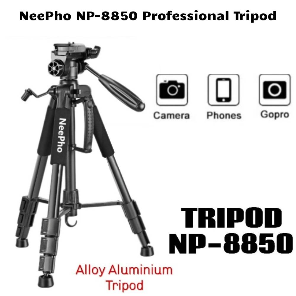 Professional Camera Tripod Stand NeePho NP‑8850 | Adjustable Height | Heavy Load Tripod for Photography & Video