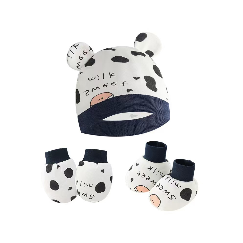 Newborn Hat+Gloves+Socks Set for Baby Boy&Girl Cotton Fall Casual Photography Props Soft Headwear Infant Nightcap Fashion