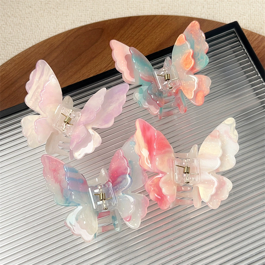1PC Spring and summer new super fairy double-layer butterfly color changing hair clip artistic sweet and fresh hair accessory