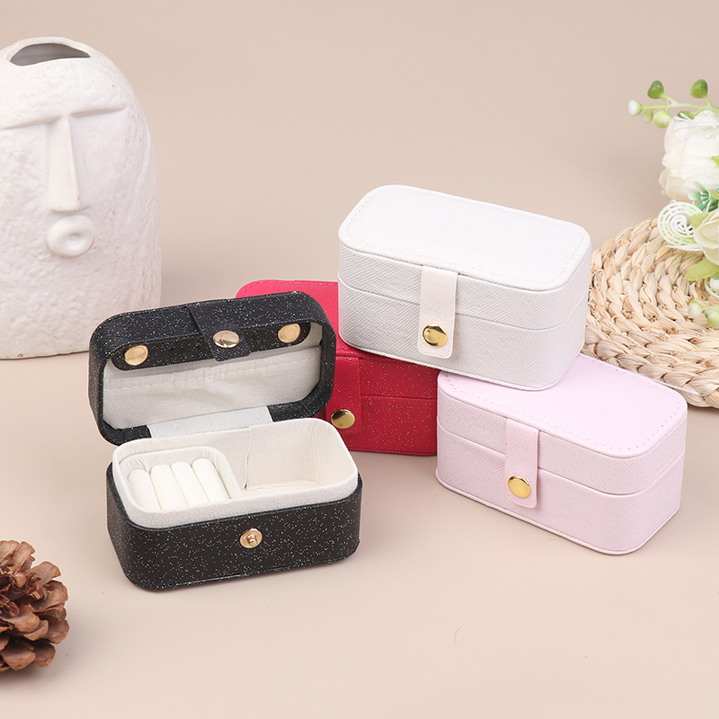 **Portable PU Travel Ladies Jewelry Box Simple Ring Necklace Earrings Storage Minimalist Style Daily Travel Storage Box