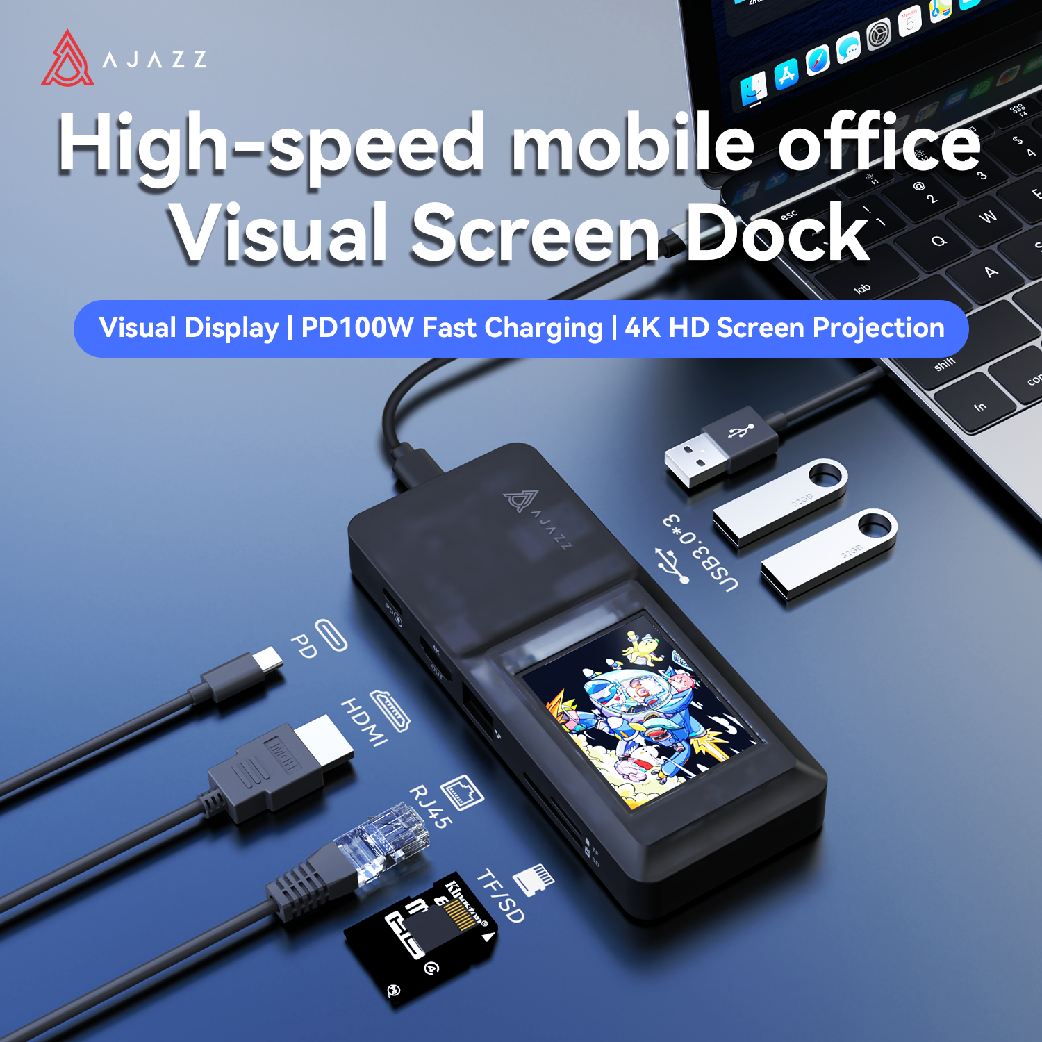 AJAZZ AKP01E Wired Desktop DIY Controller Mini Keyboard Dock with Screen Beautification Assistant