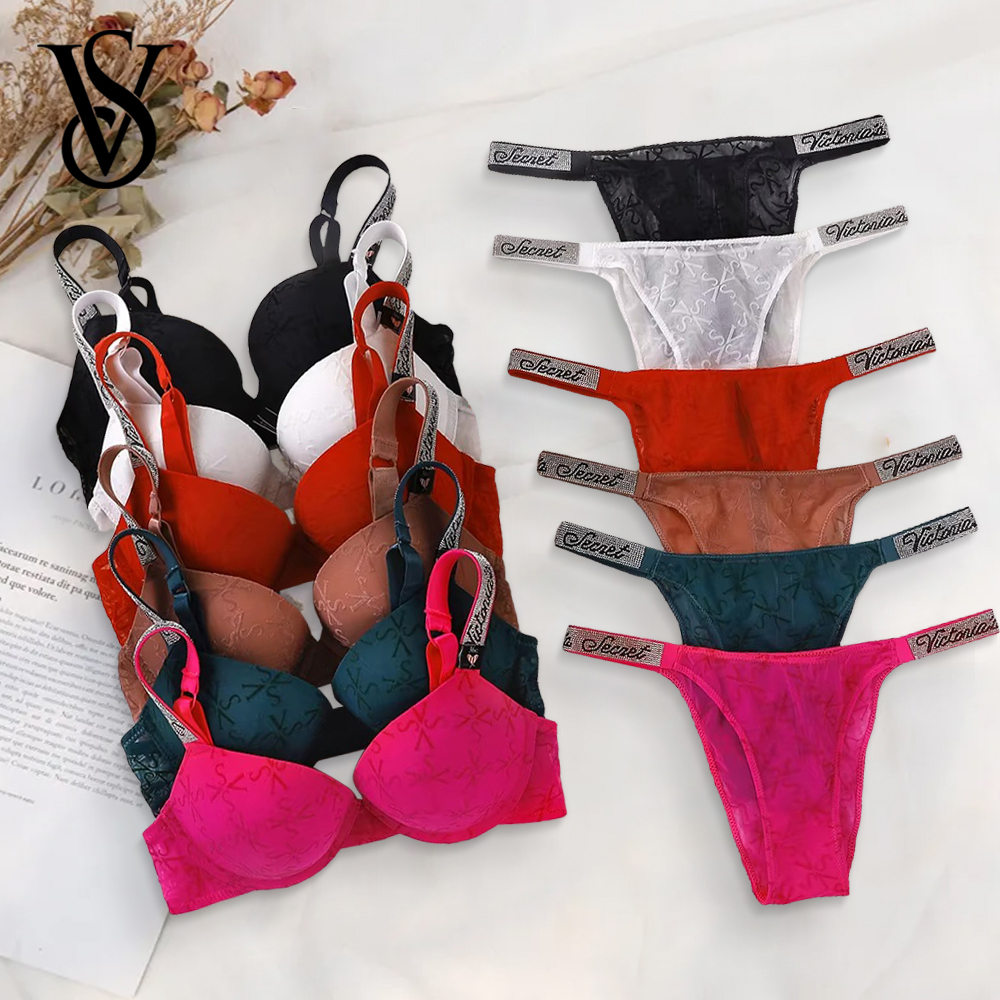 Victoria's Secret Women's New Lingerie Sporty Classic Padded Adjustable Push Up Lingerie Underwear Set Bras and Panty Set