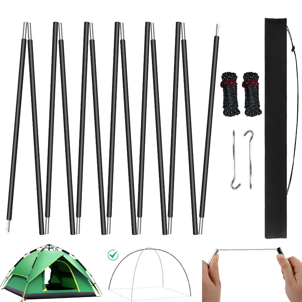 Aluminum Tent Poles Replacement Pre-Assembled Camping Tent Support Rod Lightweight Repair Kit for Hiking Camping Backpacking