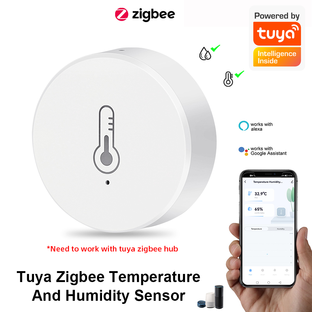 ZigBee Temperature Humidity Sensor Intelligent Home Hygrometer Real-time Monitoring Work With Alexa /Home Assistant