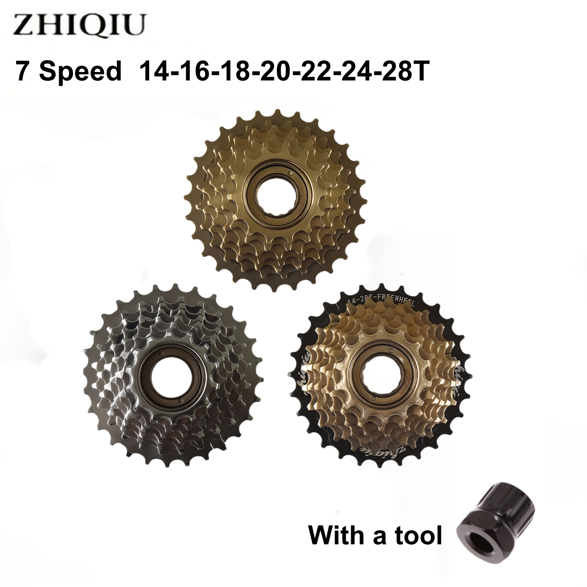 ZHIQIU Bike Freewheel, 7 Speed 14-28T, Bicycle Freewheel Threaded Type,Cycling Replacement Part
