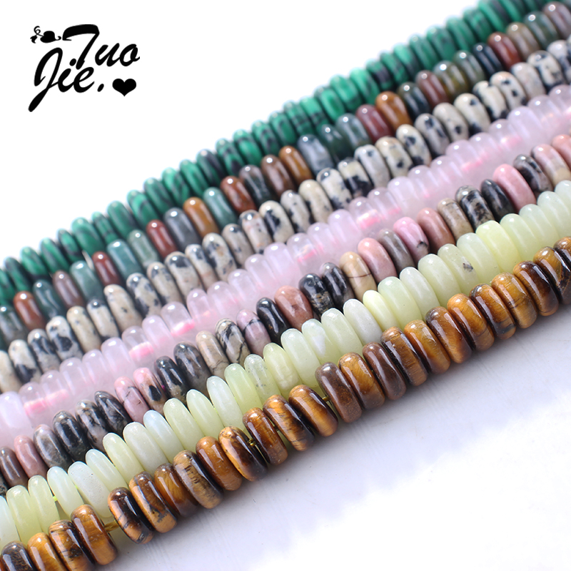 Cheap 2x6mm Abacuse Rose Quartz Beads Loose Natural Green Aventurine Sodalite White Jade Beads for Jewelry Making