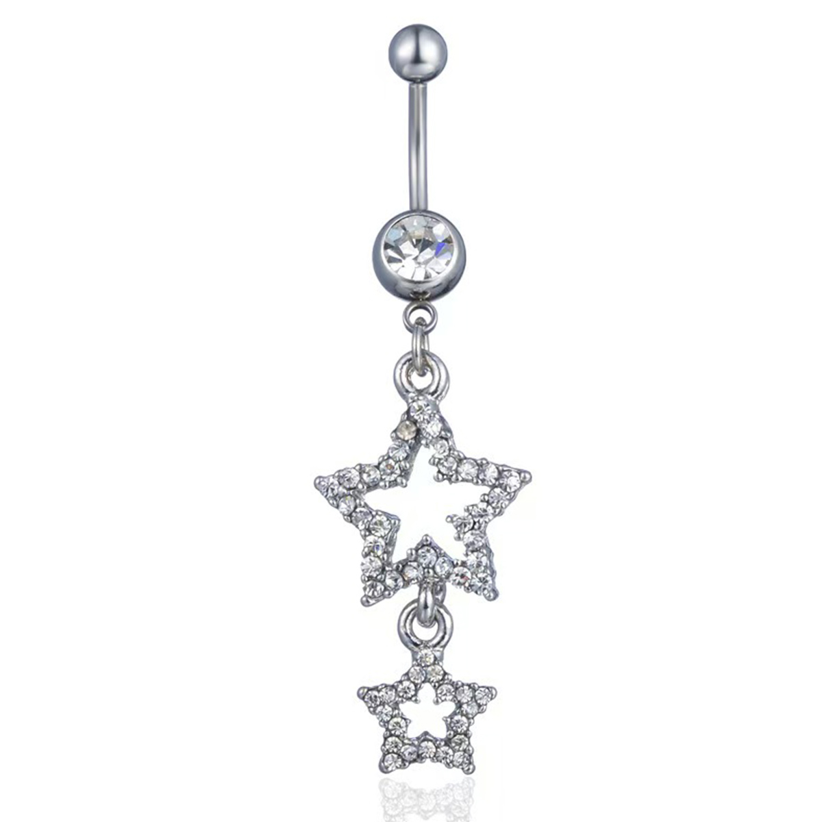 1 Pcs Silver Color Heart Shaped Simple Five Pointed Star Pendant Ring Belly Button Buckle Puncture Accessory