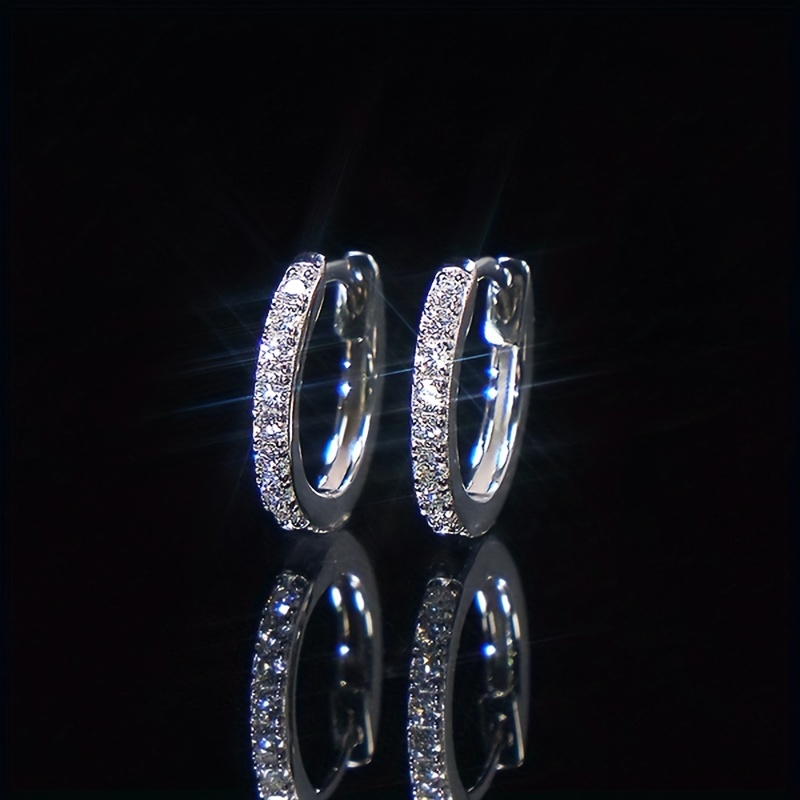 1pair Exquisite Synthetic Zircon Decor Hoop Earrings, Fashion Earrings For Men Women