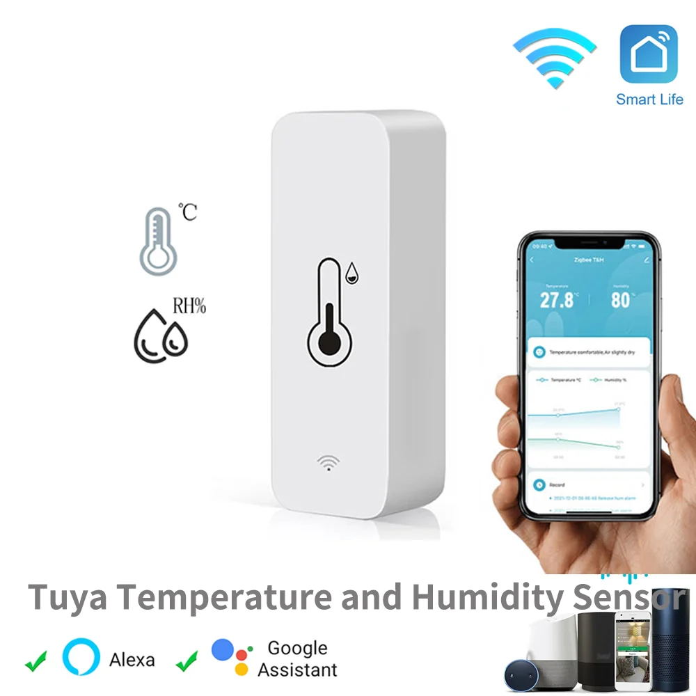 JAERBEE Tuya Smart Temperature and Humidity Sensor WiFi APP Remote Monitor for Smart Home Var SmartLife Work with Alexa
