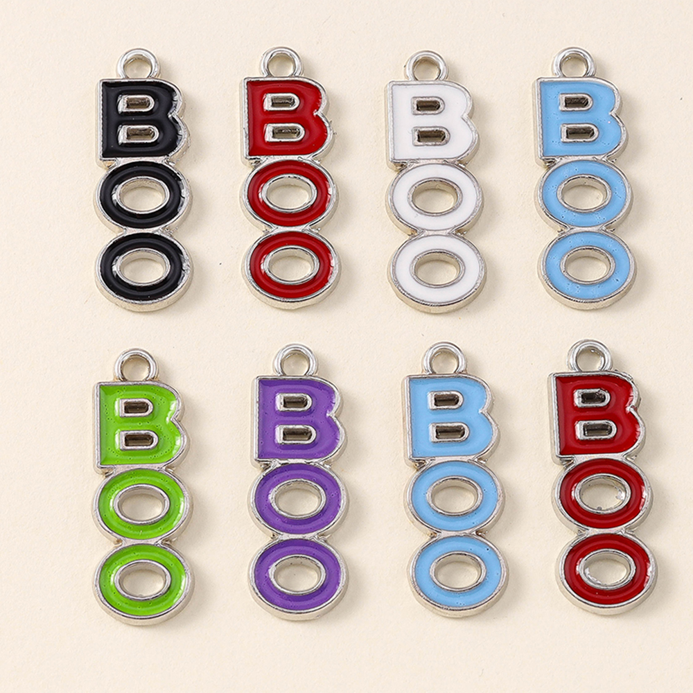 10pcs Colorful Enamel Halloween Boo Boo Charms for Halloween Necklace Bracelets Earrings Pendants Jewelry DIY Craft
