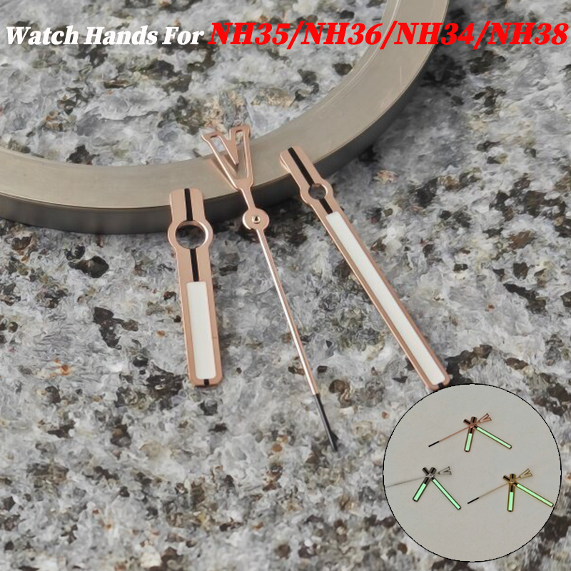 8.5*12.5*13mm V Letter Watch Hands For NH35/NH36/NH34/NH38 Automatic Mechanical Movement Green Luminous Universal Mod Parts
