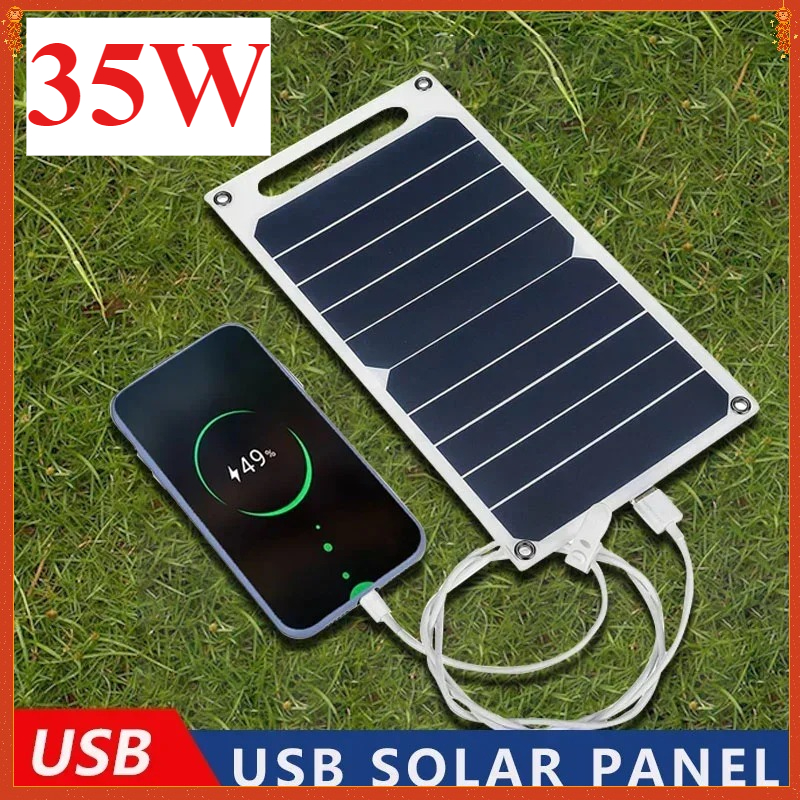 5V 5-35W Portable Solar Panel USB Charger for Phone Power Bank Outdoor Camping RV Sunpower Solar Panel USB