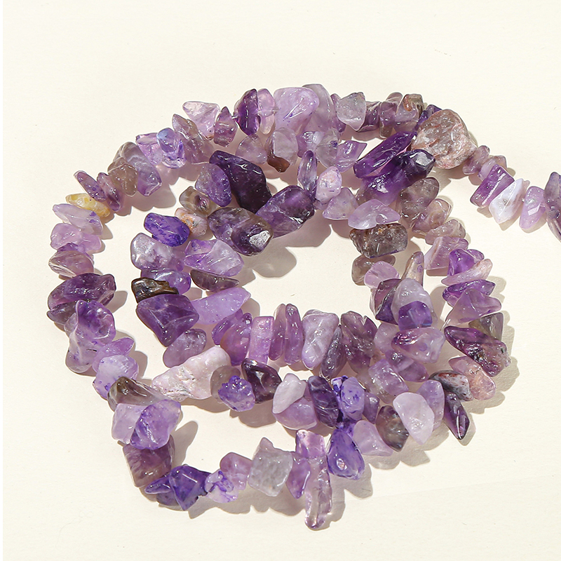 5-8mm Natural Stone Amethyst Gravel Bead Irregular Purple Crystal Chips For Jewelry Making Diy Necklace Bracelet Accessory 15"