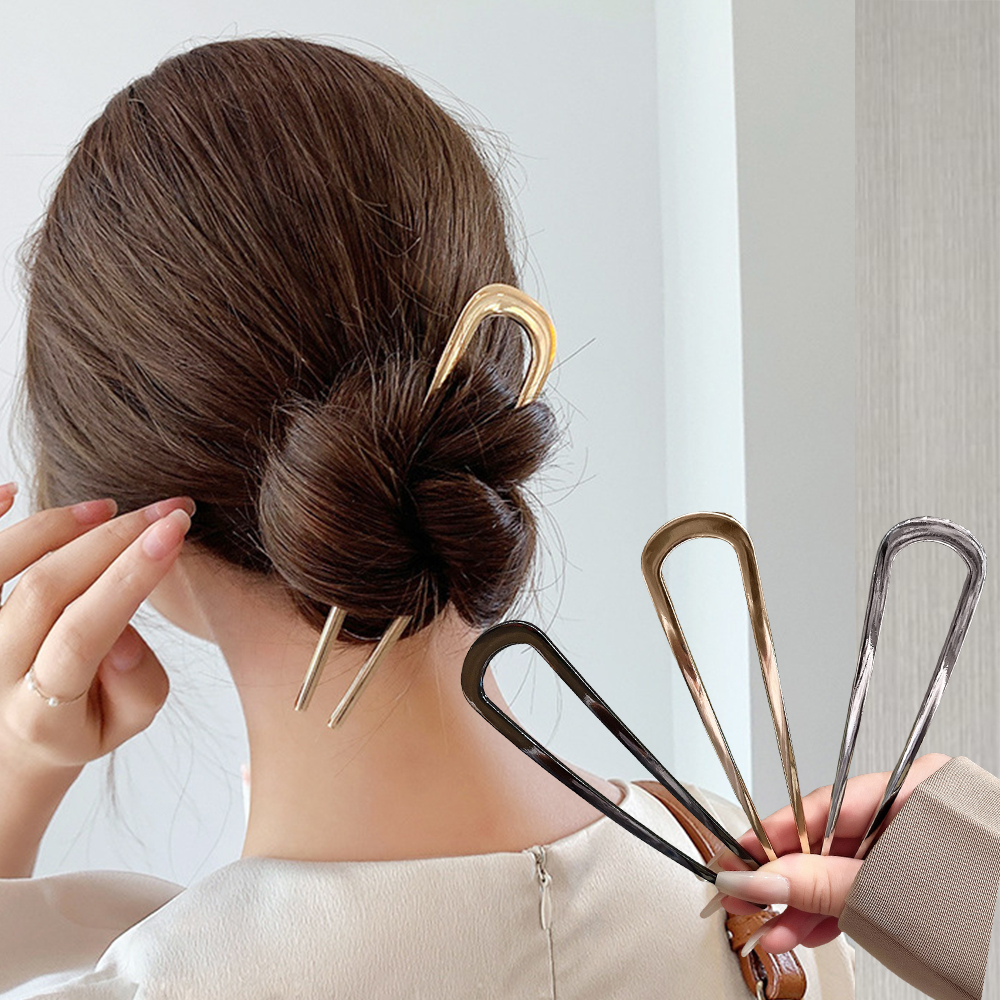 1PCS 3PCS Hair Accessories Women Jewelry Headwear New Simple U Shaped Hair Forks Hairpin Metal Hair Sticks Geometric Hair Clips