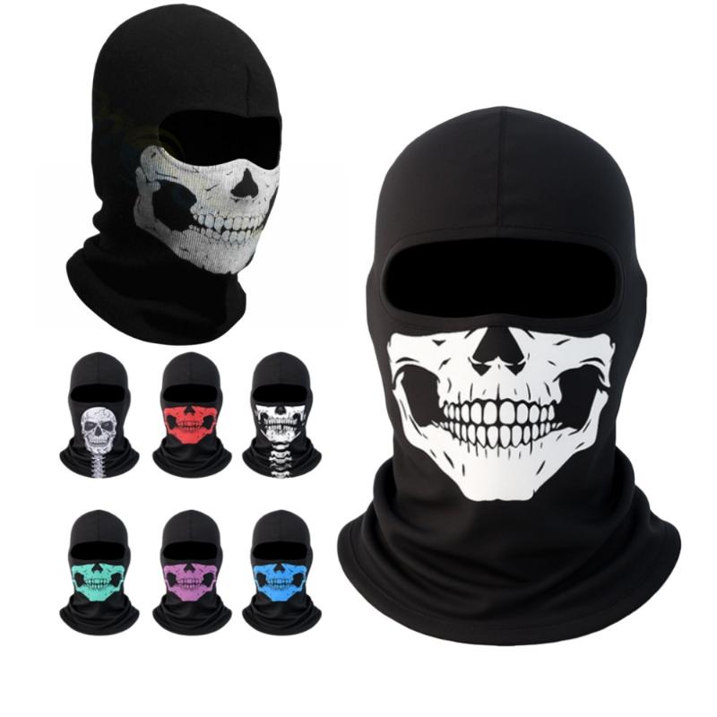 1Pcs Skull Print Motorbike Windproof Skiing Head Neck Warmer Bicycle Helmet Liner Motorcycle Balaclava Full Face Mask〔CC55〕