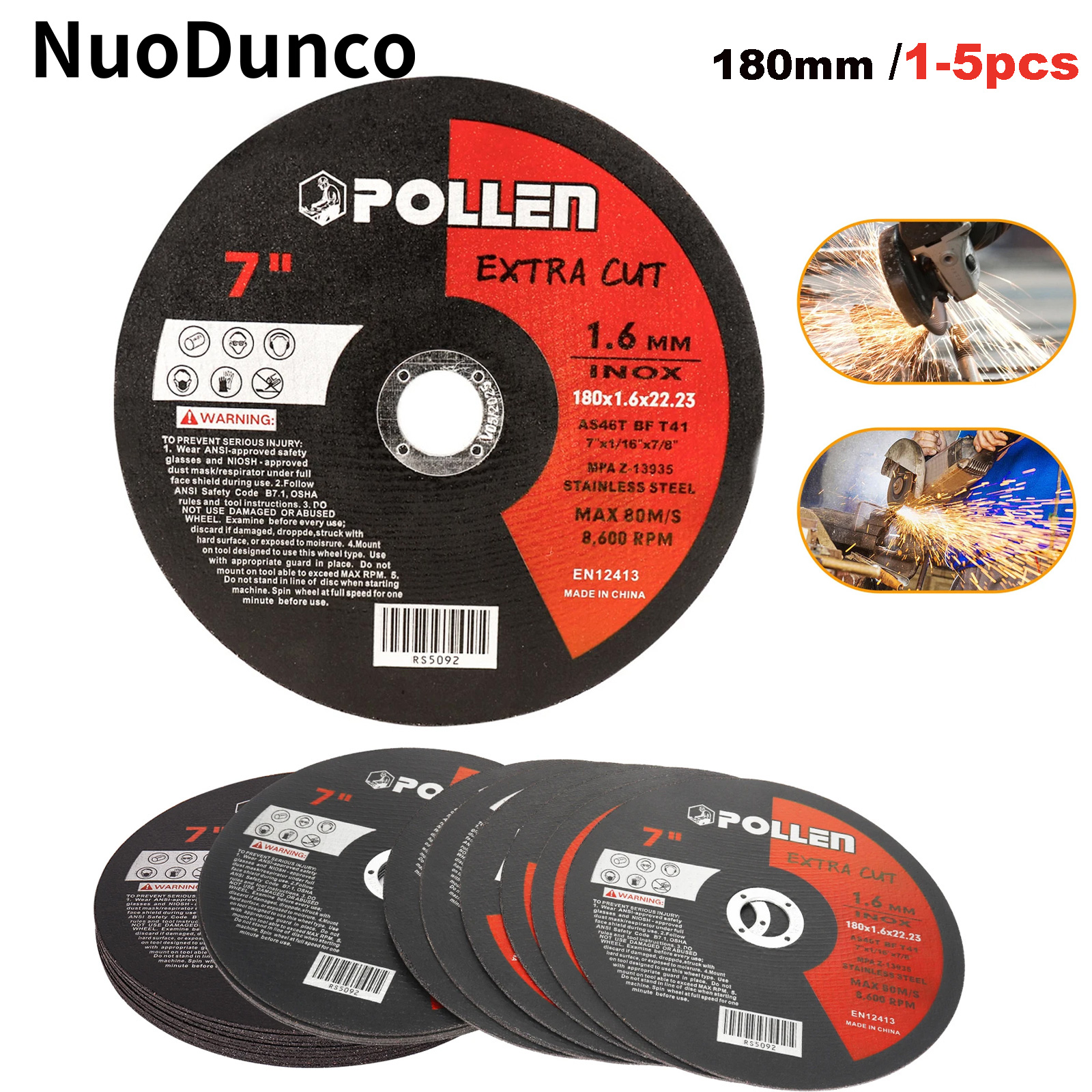 NuoDunco 180mm Resin Cut Off Wheel 7 Inch Metal Cutting Disc Angle Grinder Saw Blade for Metal Stainless Steel Iron PVC Cutting