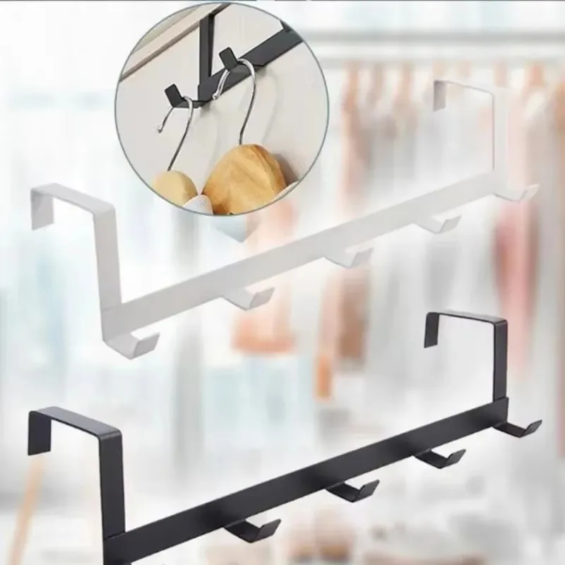 1PC Drill-Free 5-Hook Door Hanger Modern Space-Saving Durable Jacket Storage Rack for Home Closet Bedroom Easy Installation No