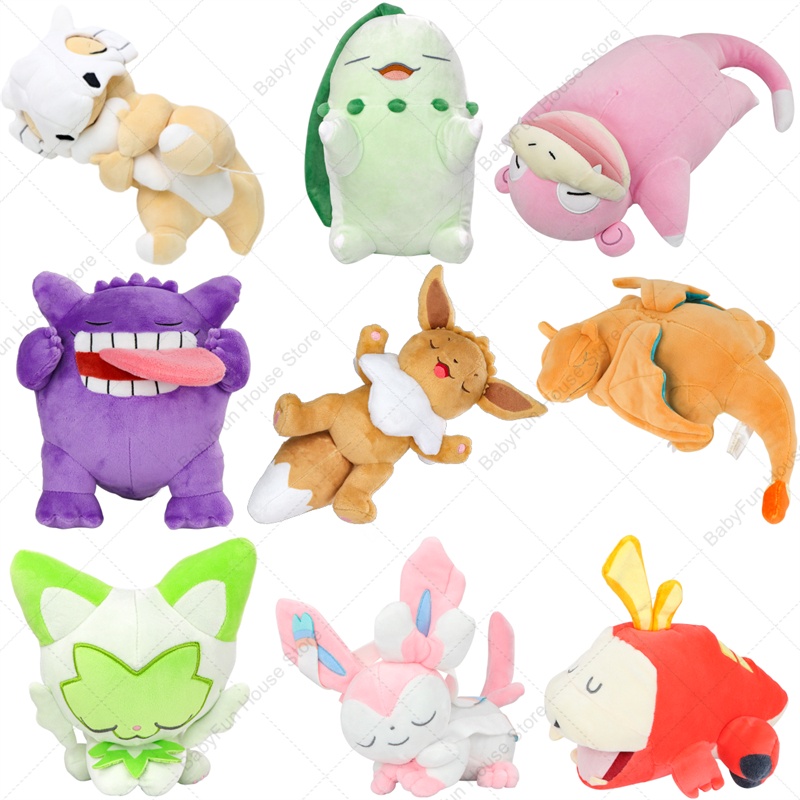 Pokemon Sleeping Gengar Eevee Charizard Sylveon Plush Toys Kawaii Sprigatito Oshawott Fuecoco Pamo Cubone Peluche Dolls Kid