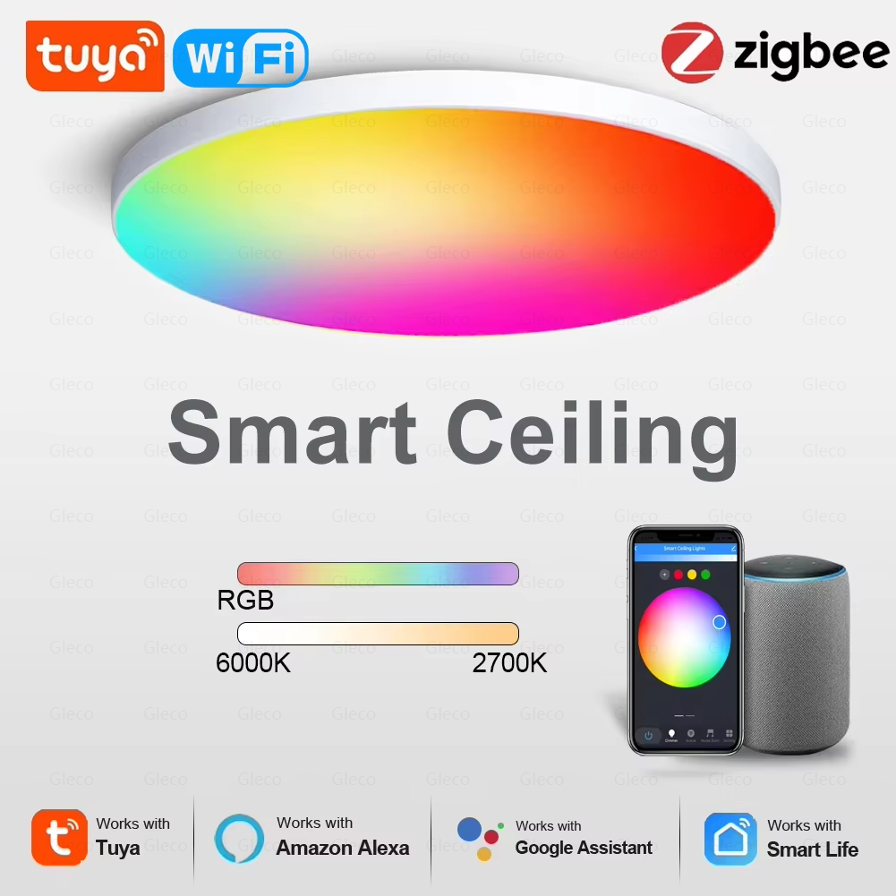 Tuya Wifi/Zigbee Ceiling Light RGBCW Led Ceiling Lamp Livingroom Home Decoration Smart Lamp For Smart Life APP Alexa Home