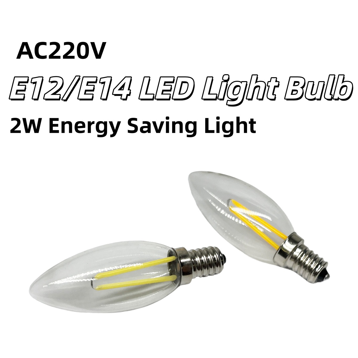 Energy-Saving Lamp E14/E12 2W LED Candle Shape Light Bulb AC220V Warm/Cold White House Lighting for Living Room Bedroom Hallway