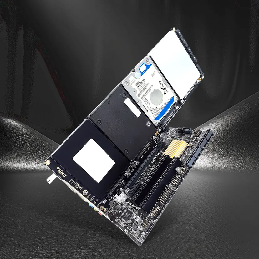 4-Port U2 NVME 2.5Inch SATA SSD Adapter Card Motherboard Support PCIe X4x4x4x4 Bifurcation U.2 To PCIe Card with LED Indicator