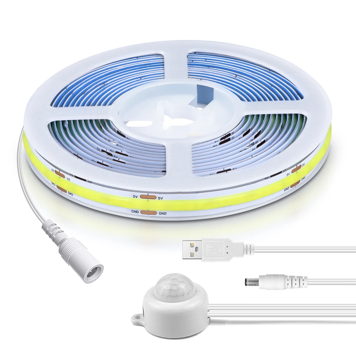Smart USB 5V COB LED Strip Light With Sensitive PIR Motion Sensor Switch Delay Time Adjustable 20s-300s Only Work At Night/Dark lightify