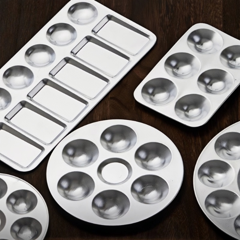 1pc/10pc Aluminum Painting Pigment Palette, Palette, Ceramic Tools, Aluminum Palette
