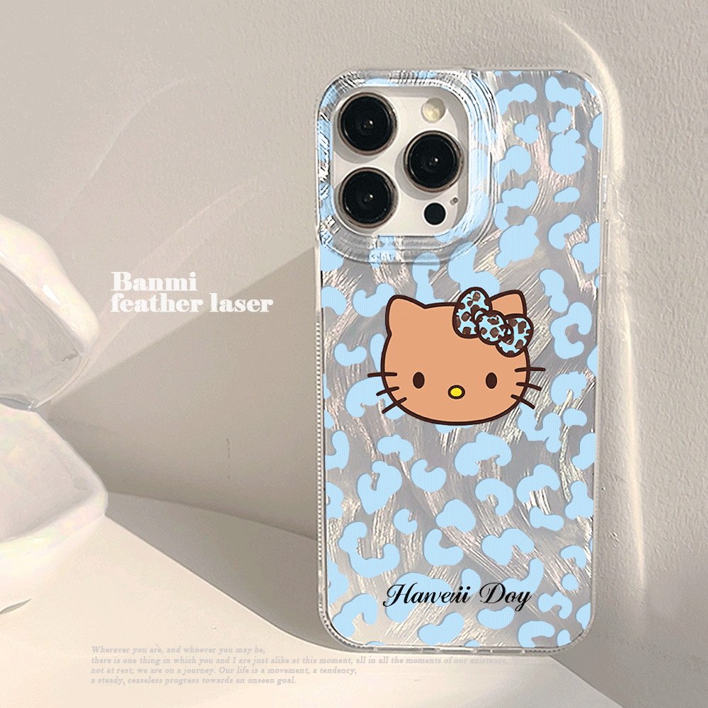 Hawaiian Hello Kitty Leopard Print Phone Case for S26 S25 S24 S22 Plus S21 Ultra A56 A54 A55 A36 A53 A34 A35 A26 Cover