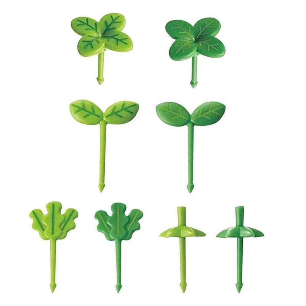 8Pcs Bento Box Mini Food Picks Reusable Kids Fruit Fork Toothpick Decoration Fruit Fork Decoration Mini Plant Pattern Toothpicks