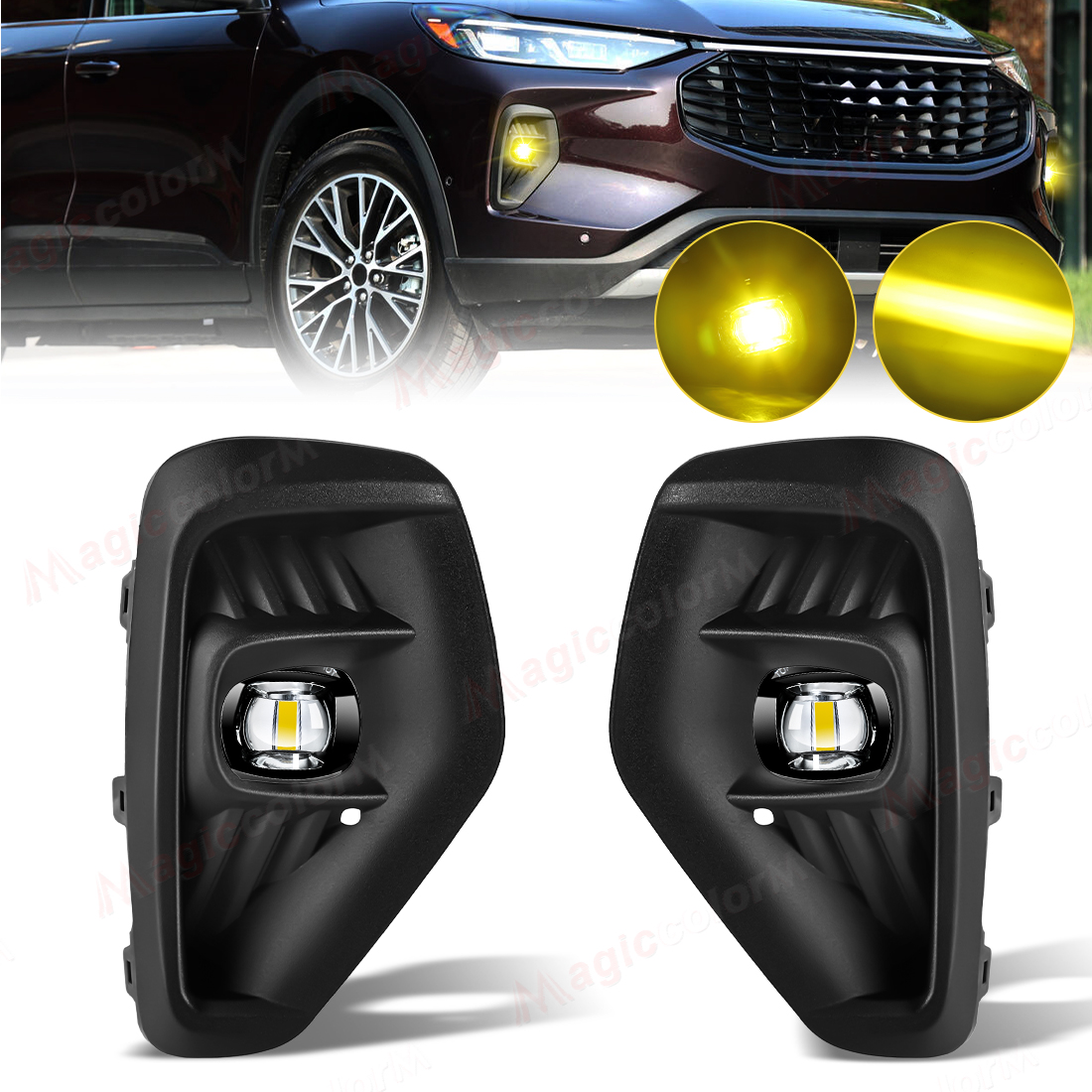 LED Fog Lamps For Ford Escape 2023 2024 Daytime Running Lights Front Bumper Headlights White Yellow Daylights Car Accessories