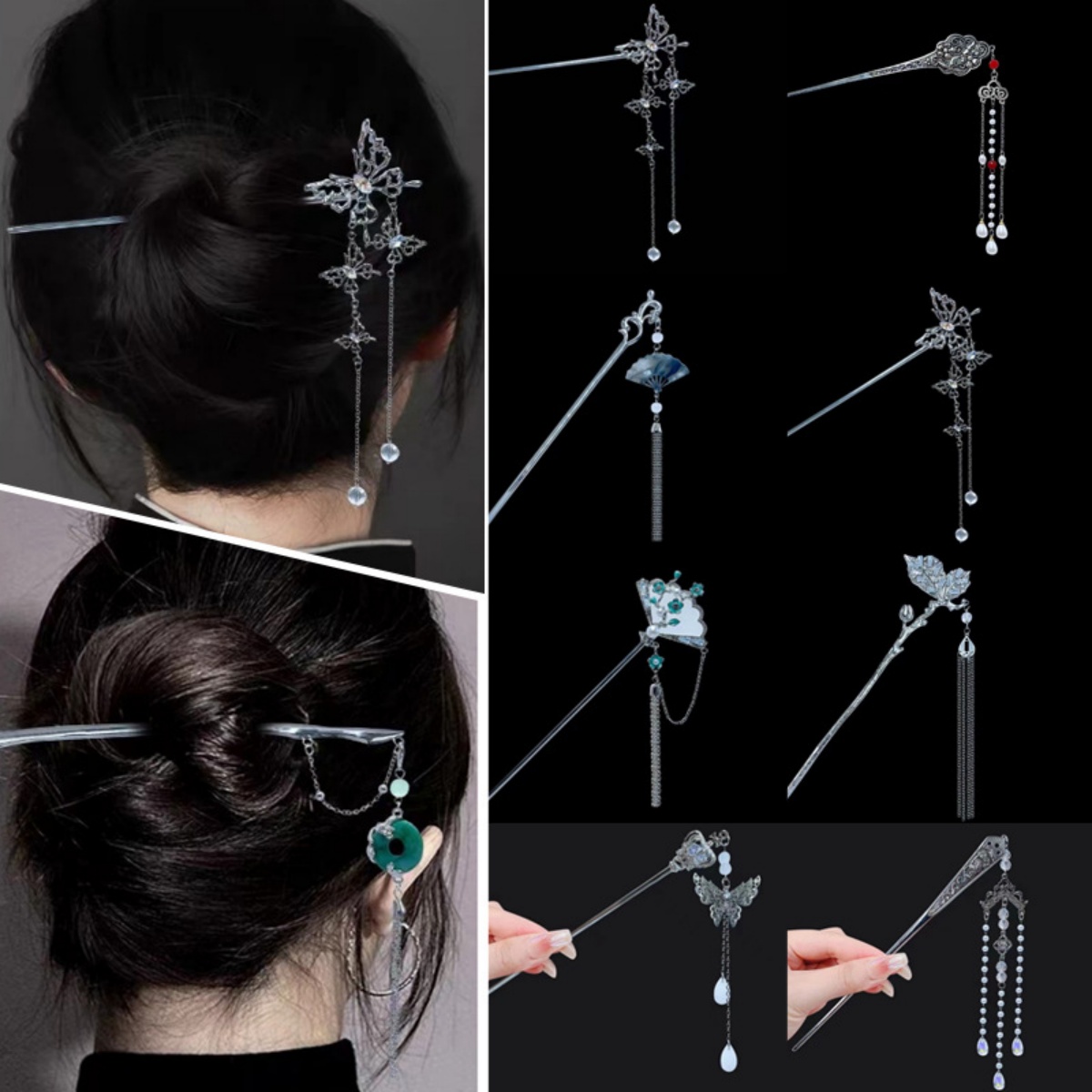 1pc Chinese Style Gourd Tassel Hair Stick For Women Elegant Metal Chopsticks Hanfu Hairpin Ancient Style Hair Accessories