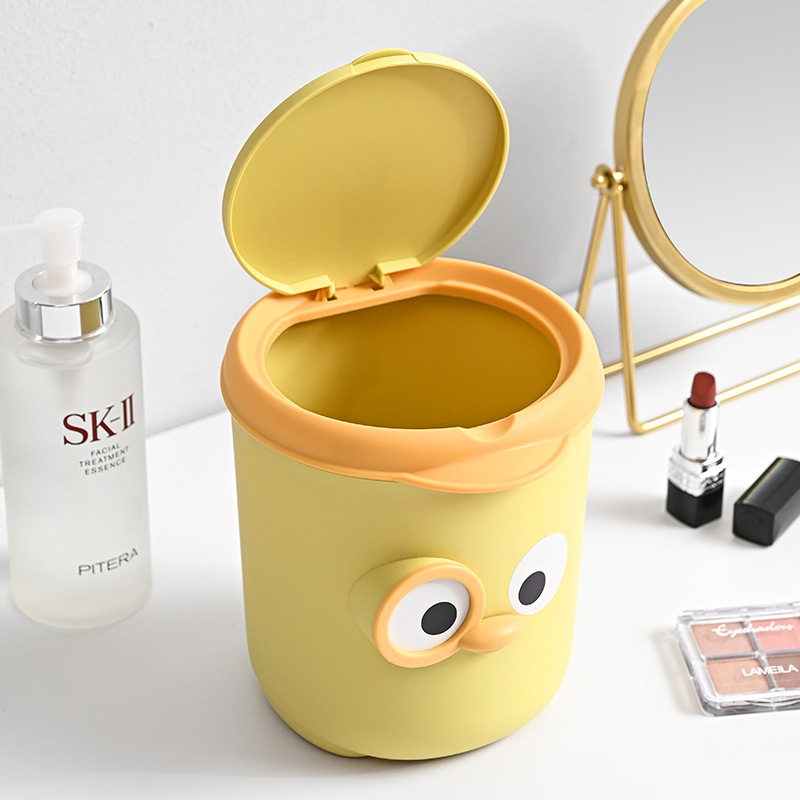 Desktop Trash Can Cute Small Bedroom Bedside Office Cartoon Storage Bucket Mini With Lid Household Wholesale