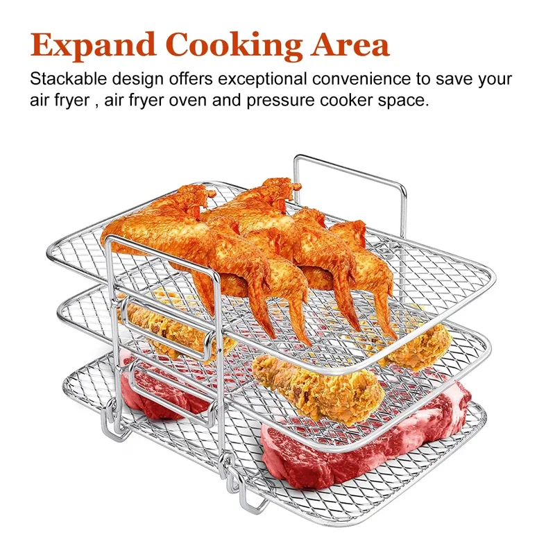 Air Fryer rack for Ninja air fryer multi-layer double basket air fryer accessories 304 stainless steel grilling rack cooking nike ja 3