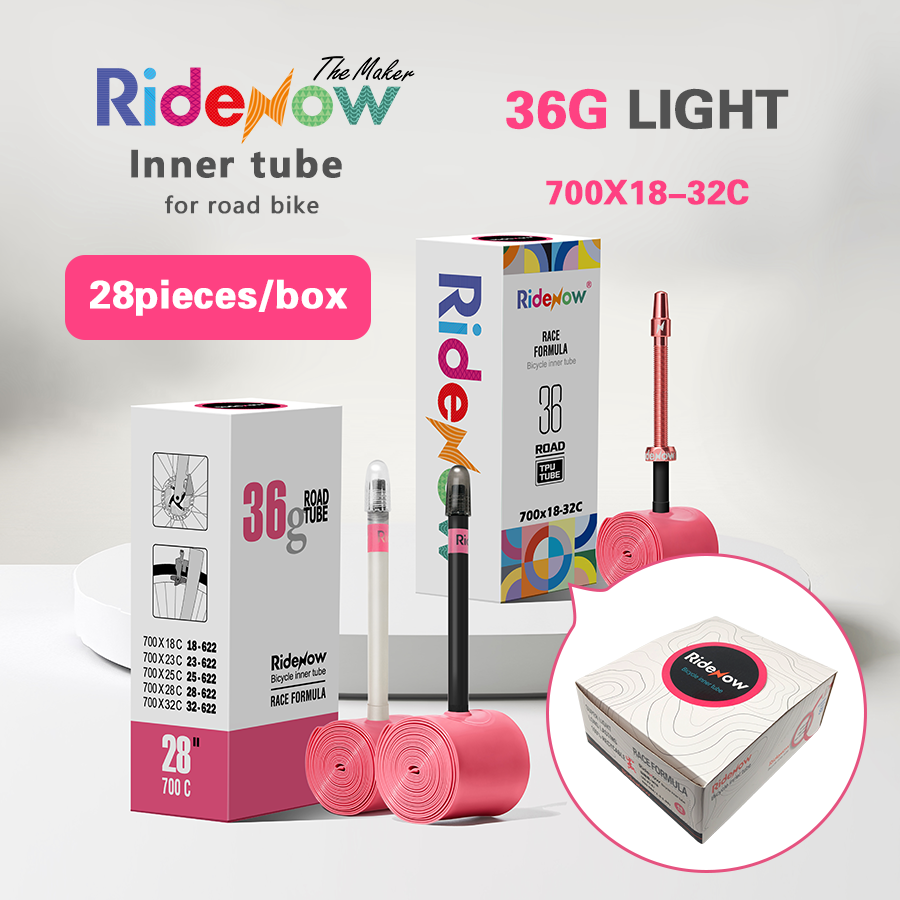 RideNow sale by bulk 700x18-32c Road Bicycle light 36g TPU Inner Tube Plastic / Alloy Valve Stem 28pieces/box