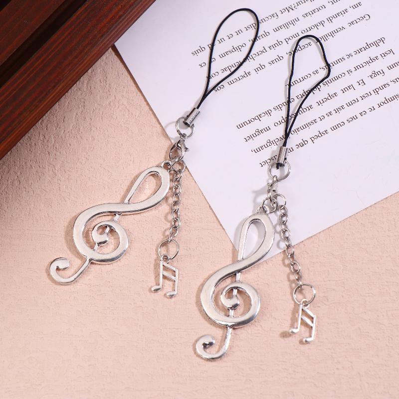 Hot Sale 1/2Pcs Y2K Vintage Musical Note Mobile Phone Lanyard Trendy Metal Musical Note Phone Chain Keyring Charm Pendant Gifts pen gpt