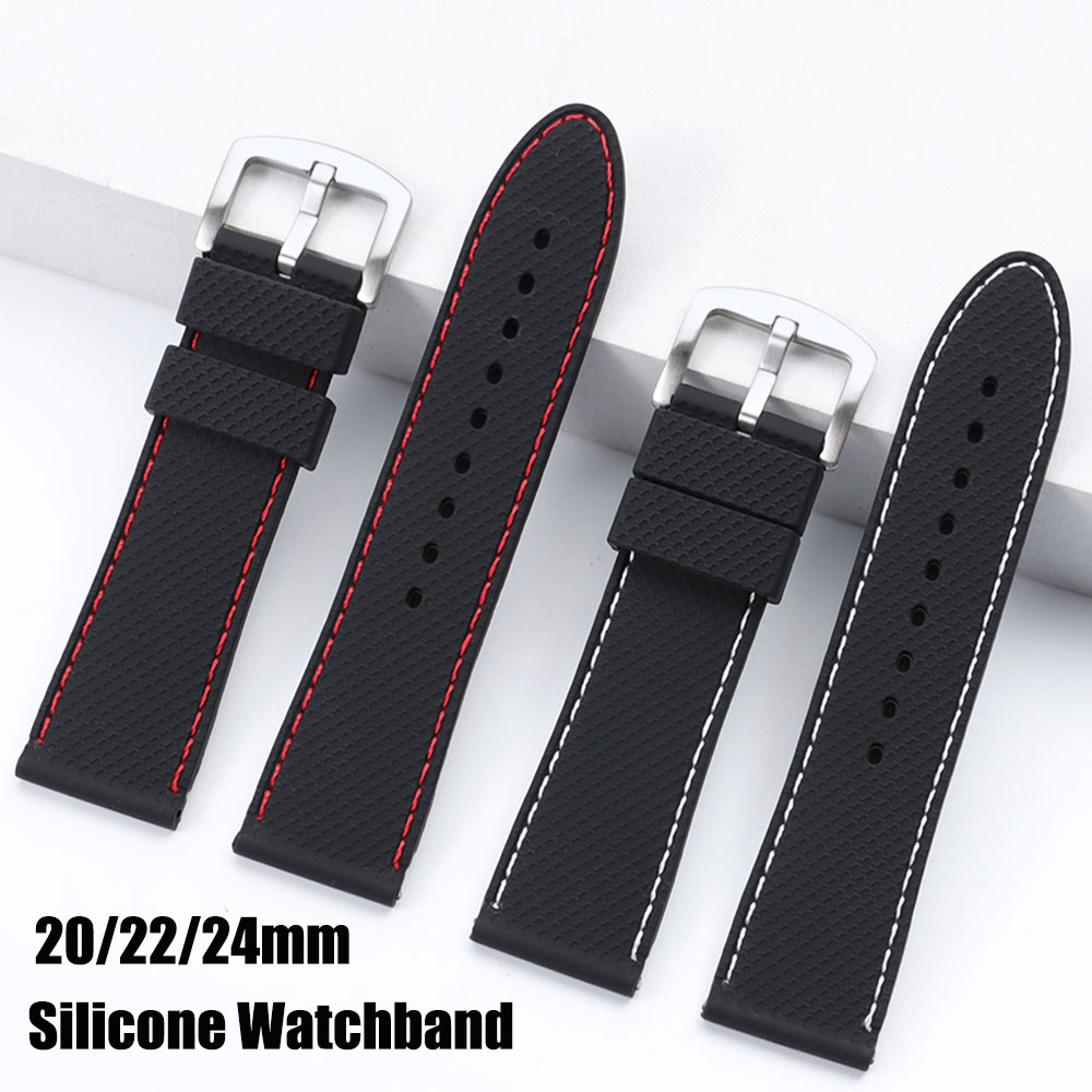 20mm 22mm 24mm Watch Band Strap Sport Vintage Silicone Business Watchband for Men Women Stainless Steel Buckle Watch Accessories