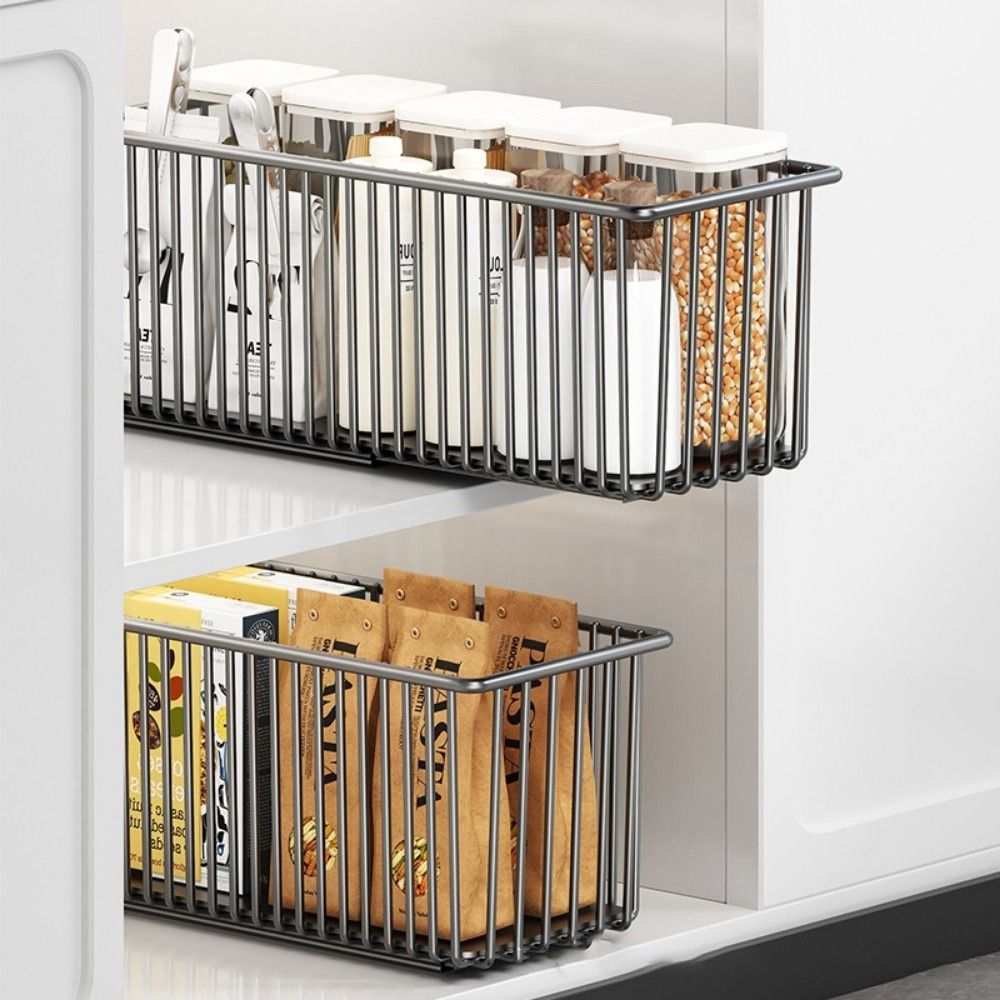 Carbon Steel Sliding Drawer Rack Large Capacity Pull Out Slide-Out Drawer Storage Box Rust-Resistant Adjustable