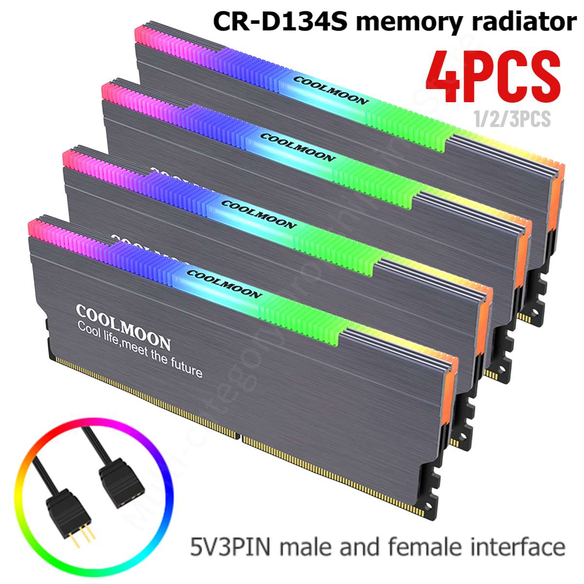 COOLMOON RAM Heatsink Radiator 5V 3PIN ARGB Cooler Addressable Cooling Vest Heat Sink Cooler for DDR3 DDR4 Desktop PC Ram Memory