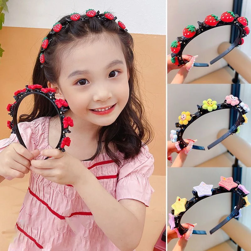 Cartoon Children's Braided Hairband Korean Style Sweet Headband for Kid Fashion Girl Hair Accessories