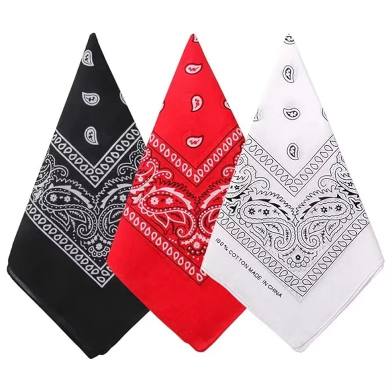 1/3Pcs Fashion Hip Hop 100% Cotton Bandana Square Scarf 55cm*55cm Black Red Paisley Headband Printed For Women/Men/Boys/Girls