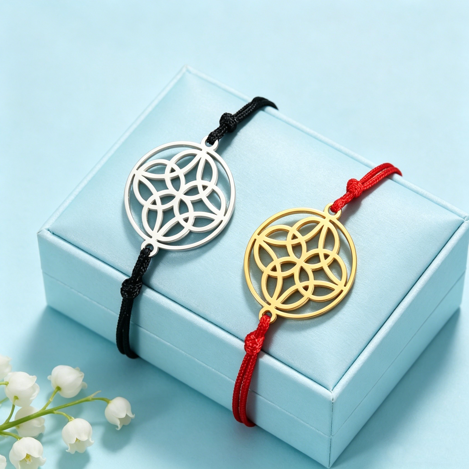 Skyrim Lotus Pendant Necklace for Women Silver Color Stainless Steel Moon Flower Of Life Celtic Fashion Witch Knot Jewelry