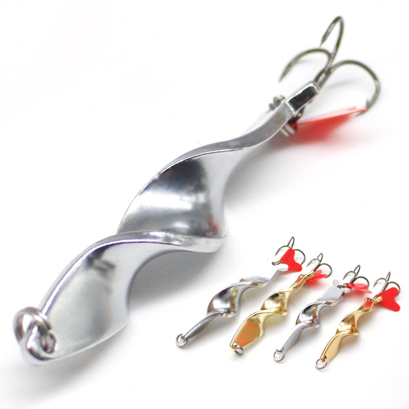 1PC Metal Jigbait Red Hear Sequins Trolling Spinning Spiral Long Cast Spoons Fishing Lure Spinner Screw Rotation