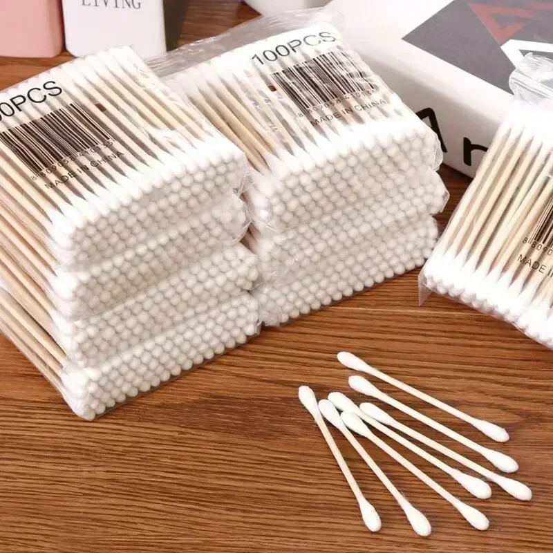 100/300/500/800pcs Double-ended Kapok Swabs Nose and Ears Clean Makeup Kit Lipstick Swabs
