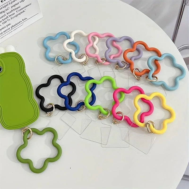 Silicone Flower Pattern Bracelet Mobile Phone Lanyard Anti-fall Anti-lost Universal Cell Phone Wrist Strap Phone Accessories