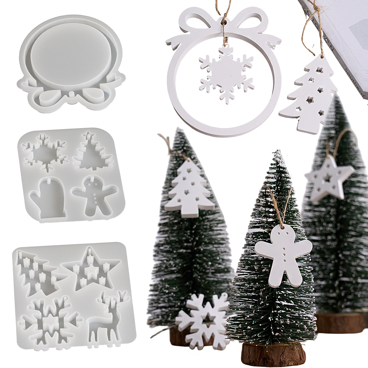 Series Hanging Pendant Silicone Mold DIY Resin Gypsum Mould Tree Deer Gloves Snowflake Home Decor Supplies