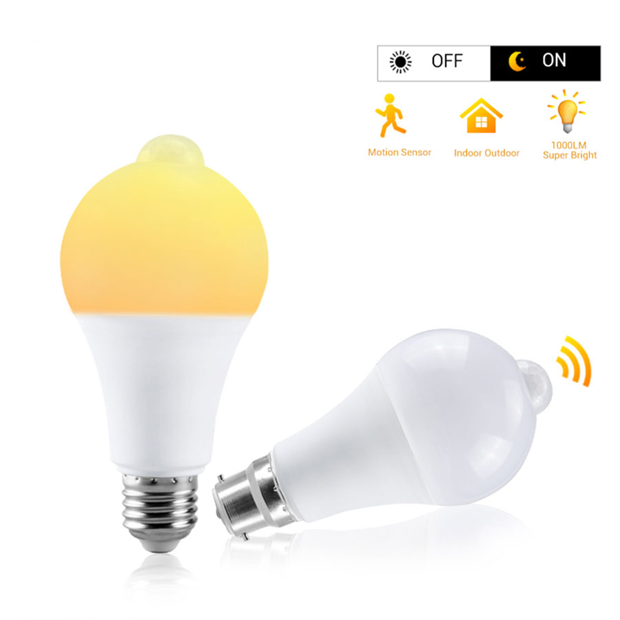 Motion Sensor Emergency Light 85-265V B22 E27 12W 15W 18W 20W Human Induction Bulb for Stairs Corridor Hallway Passage