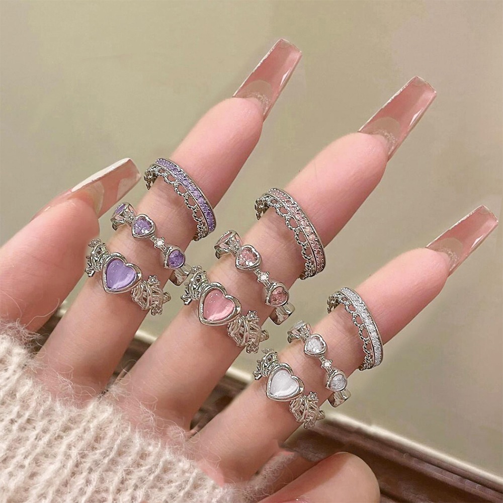 New Fashion Colorful Enamel Pink Star Rings for Women Girls Cool Sweet Y2K Blue Twisted Star Open Ring Party Gifts Jewelry